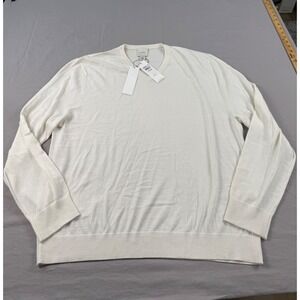 Calvin Klein Mens Extrafine Merino Wool V-Neck Sweater Antique White 2XL 40QM316